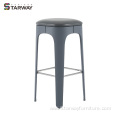 Modern High Plastic Bar Stool with Upholstered Seat